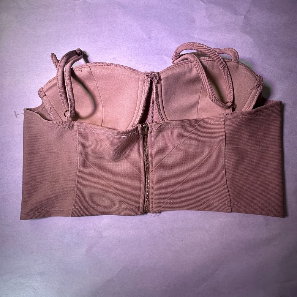Haute Monde Tan Bustier Crop Top - Picture 6 of 6